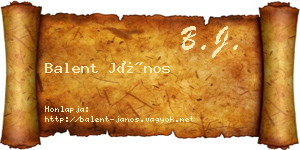 Balent János névjegykártya