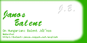 janos balent business card